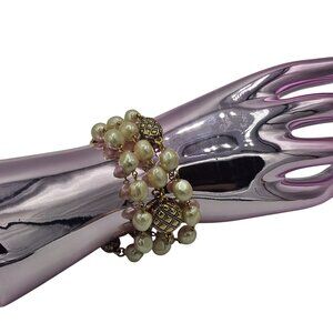 Joan Rivers Gold-Tone Faux Baroque Pearl Triple-Strand Bracelet Elegant Vintage